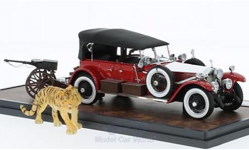 Rolls Royce Phantom 1/43 Matrix Barker Torpedo Tourer rouge/grise 1925 HRH Maharaja of Kota #23RC mit Tiger miniature