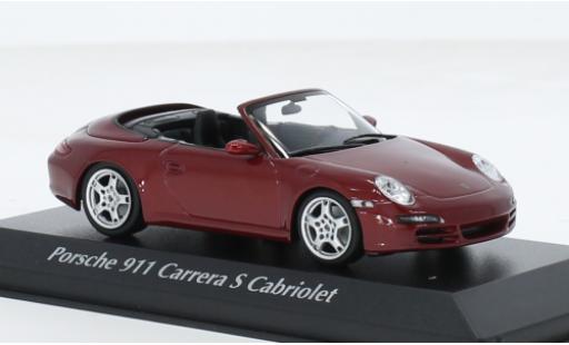 Porsche 997 S 1/43 Maxichamps 911  Carrera Cabriolet metallise rouge 2005 1:43 miniature