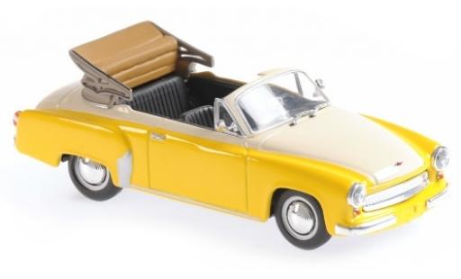 Miniature Wartburg 311 1/43 Maxichamps Cabriolet jaune/blanche 1958 Wartburg 311 1/43 Maxichamps Cabriolet jaune/blanche 1958 miniature