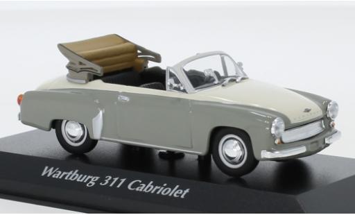 Miniature Wartburg 311 1/43 Maxichamps Cabriolet grise/blanche 1958 Wartburg 311 1/43 Maxichamps Cabriolet grise/blanche 1958 miniature