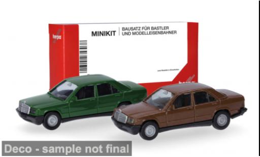 Mercedes 190 1/87 Herpa MiniKit E (W201) verte/marron 1:87 miniature