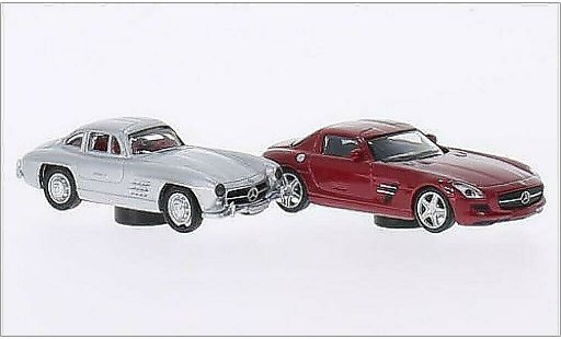 Mercedes 300 Base 1/87 Schuco grise + SLS AMG rouge miniature