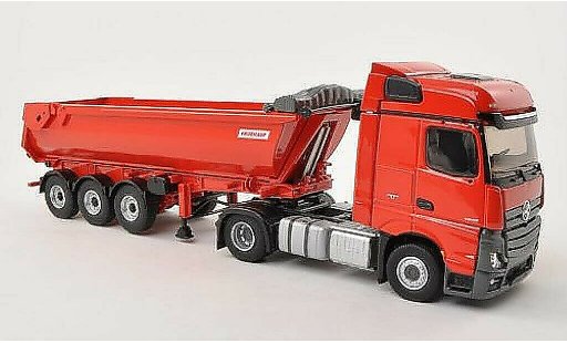 Mercedes Actros Bigspace 1/43 Eligor 2 rouge avec Fruehauf Muldenkipper-Anhanger miniature