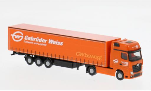 Mercedes Actros 1/87 Herpa Gigaspace Gardinenplanen-Sattelzug Gebr&uuml;der Weiss (A) 1:87 miniature