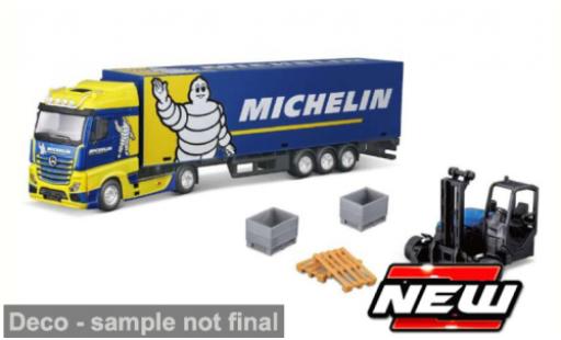 Miniature Mercedes Actros Hauler + Forklift Michelin Bburago 1/43 Burago