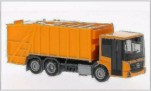 Mercedes Econic Mullwagen 1/87 Herpa Pressmullwagen orange miniature
