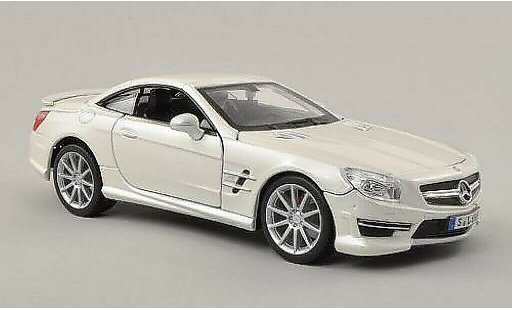 Mercedes Classe SL 65 1/24 Burago AMG (R231) blanche capote ferm&Atilde;&copy; miniature