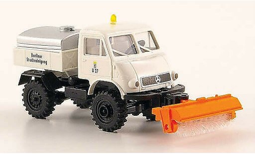 Mercedes Unimog 401-404 1/87 Brekina 402 BSR u 27 avec Frontkehrer et Tank miniature