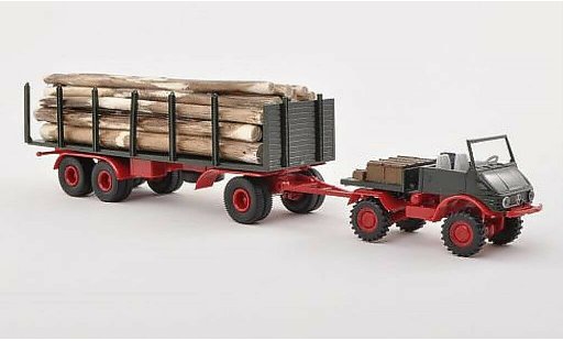 Mercedes Unimog 406-425 1/87 Brekina 421 Stammholz avec Rungenanhanger et Ladegut miniature
