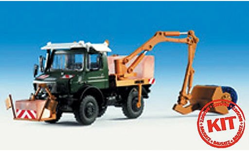 Mercedes Unimog Base 1/87 Kibri Euro II verte avec Tunnelburste orange miniature