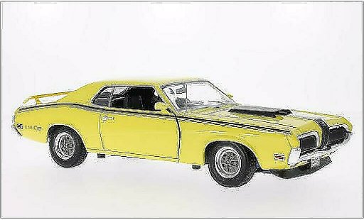 Mercury Cougar Eliminator 1/18 Welly jaune/mat-noire 1970 miniature