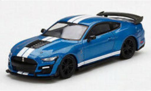 Miniature Shelby GT 500 1/64 Mini GT Ford Mustang metallise bleue/blanche Shelby GT 500 1/64 Mini GT Ford Mustang metallise bleue/blanche miniature