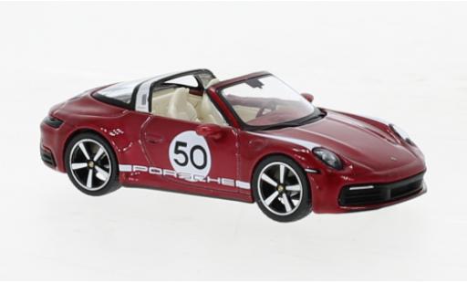 Miniature Porsche 992 Targa 1/64 Mini GT 911  4S Heritage Design Edition metallise rouge Porsche 992 Targa 1/64 Mini GT 911  4S Heritage Design Edition metallise rouge miniature