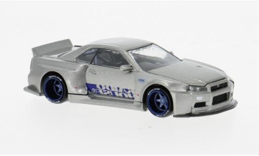 Miniature Nissan Skyline 1/64 Mini GT GT-R (R34) grise/bleue 1999 1:64 Nissan Skyline 1/64 Mini GT GT-R (R34) grise/bleue 1999 1:64 miniature