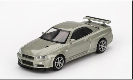 Nissan Skyline 1/64 Mini GT GT-R (R34) V-Spec II grise 2002 1:64 miniature