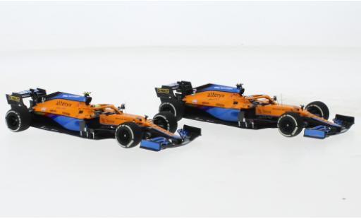 Miniature McLaren F1 1/43 Minichamps 2er Set: MCL35M No.3 + 4 Team Formel 1 GP Italien 2021 McLaren F1 1/43 Minichamps 2er Set: MCL35M No.3 + 4 Team Formel 1 GP Italien 2021 miniature