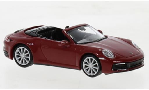 Miniature Porsche 992 4S 1/87 Minichamps 911  Carrera cabriolet rouge 2019 Porsche 992 4S 1/87 Minichamps 911  Carrera cabriolet rouge 2019 miniature