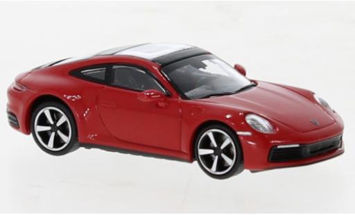 Miniature Porsche 992 4S 1/87 Minichamps 911  Carrera rouge 2019 Porsche 992 4S 1/87 Minichamps 911  Carrera rouge 2019 miniature