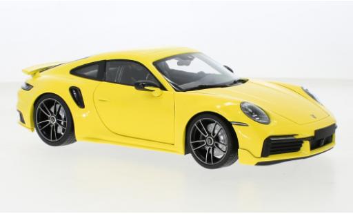 Miniature Porsche 992 Turbo s 1/18 Minichamps 911  Turbo S Sport Design jaune 2021 Porsche 992 Turbo s 1/18 Minichamps 911  Turbo S Sport Design jaune 2021 miniature