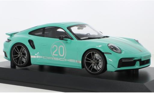 Miniature Porsche 992 Turbo s 1/18 Minichamps 911  Turbo S turquoise 2021 Porsche 992 Turbo s 1/18 Minichamps 911  Turbo S turquoise 2021 miniature