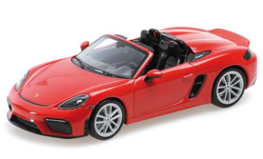 Miniature Porsche Boxster 1/43 Minichamps 718 Spyder (982) rouge 2020 Softtop couché avec Porsche Boxster 1/43 Minichamps 718 Spyder (982) rouge 2020 Softtop couché avec miniature