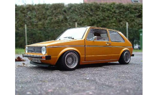 Volkswagen Golf GTI 1/18 Solido jantes BBS tuning orange miniature