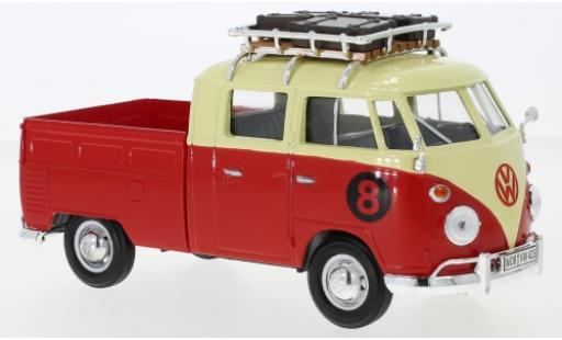 Miniature Volkswagen T1 1/24 Motormax Doka beige/rouge mit Dachgepäckträger No.8 Volkswagen T1 1/24 Motormax Doka beige/rouge mit Dachgepäckträger No.8 miniature