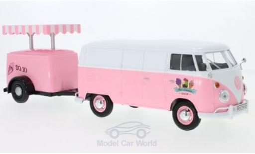 Miniature Volkswagen T1 A 1/24 Motormax Kastenwagen rose/blanche Kastenwagen mit Kühlanhänger Volkswagen T1 A 1/24 Motormax Kastenwagen rose/blanche Kastenwagen mit Kühlanhänger miniature