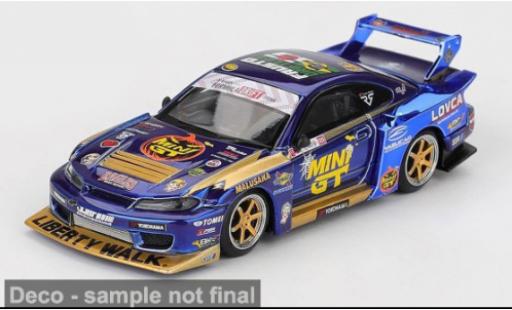 Nissan Silvia 1/64 Mini GT S15 LB-Super Silhouette Formula Drift 2025 Team Liberty Walk #555 1:64 miniature