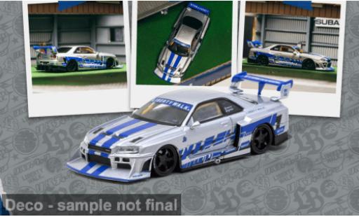 Miniature Nissan Skyline GTR (R34) argent&Atilde;&copy;e/bleue 2025 SUPER SILHOUETTE MGMINI 1/64 Tarmac Works