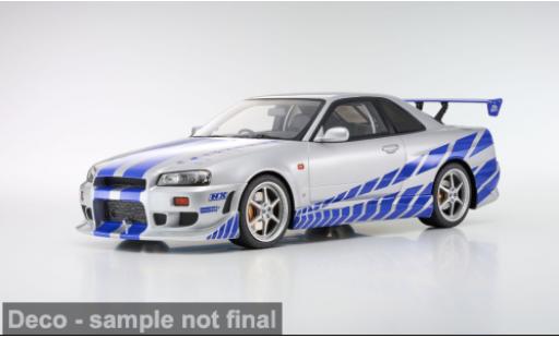 Nissan Skyline 1/12 Kyosho R34 GT-R grise/bleue 2001 1:12