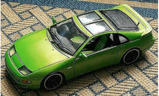 Nissan 300 ZX 1/18 Kyosho fairlady green jantes style bbs noires miniature