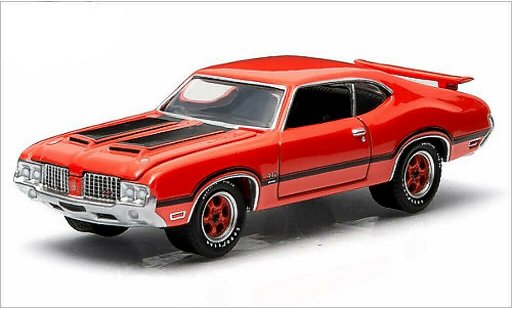 Oldsmobile Cutlass 442 1/64 Greenlight orange 1972 miniature