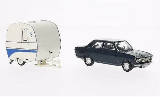 Opel Kadett B B 1/43 Schuco bleu 2-Turer avec Knaus Schwalbennest Wohnanhanger miniature
