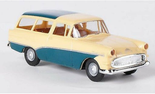 Opel Rekord P1 1/87 Brekina Caravan beige/bleu-verte miniature