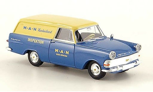 Opel Rekord P2 1/87 Brekina fourgon MAN Kundendienst miniature