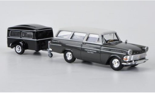 Opel Rekord P2 1/87 Brekina PII Caravan avec Westfalia-Bestattungsanhanger miniature