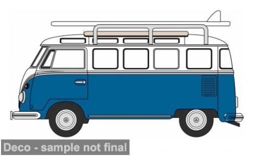 Volkswagen T1 1/76 Oxford Samba Bus/Surfboards bleue 1:76 miniature