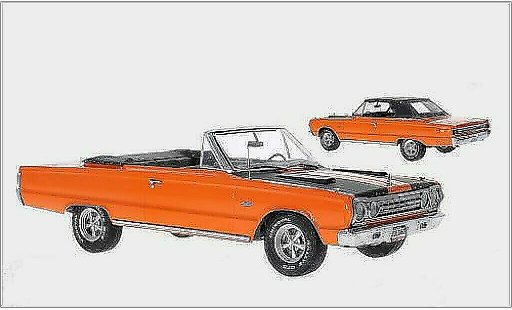 Plymouth Belvedere GTX Convertible 1/18 Greenlight Cabriolet orange/mat-noire 1967 miniature