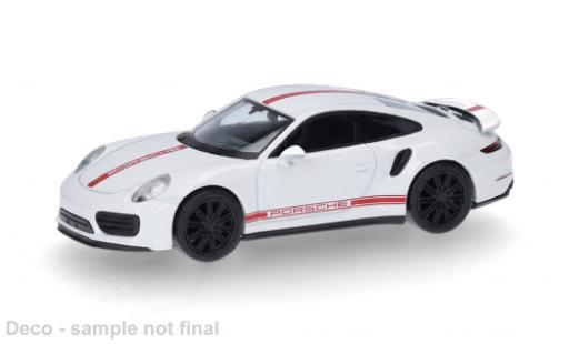 Porsche 991 Turbo 1/87 Herpa 911  blanche/rouge 1:87 miniature