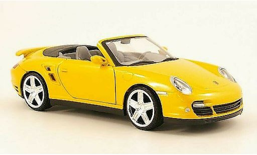 Porsche 911 Turbo 1/24 Motormax Cabriolet jaune miniature