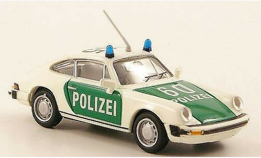 Porsche 911 Base 1/87 Brekina Coupe (G-Reihe) Police blanche/verte miniature