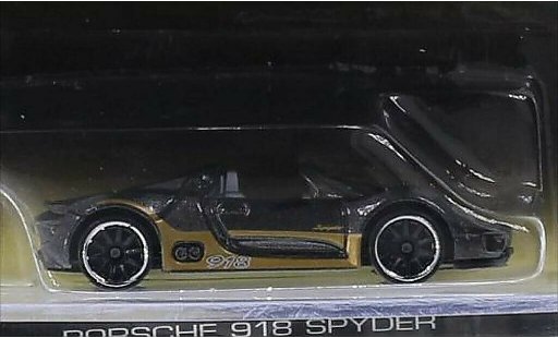 Porsche 918 Base 1/64 Hot Wheels Spyder metallise grise/gold miniature