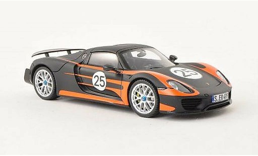 Porsche 918 Weissach Package 1/43 Spark Spyder avec blancheach-Paket No.25 matnoire/orange 2013 miniature