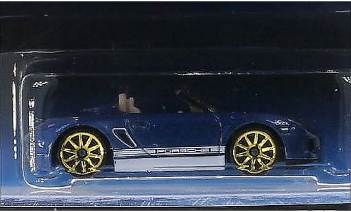 Porsche 718 Spyder 1/64 Hot Wheels metallise bleu miniature