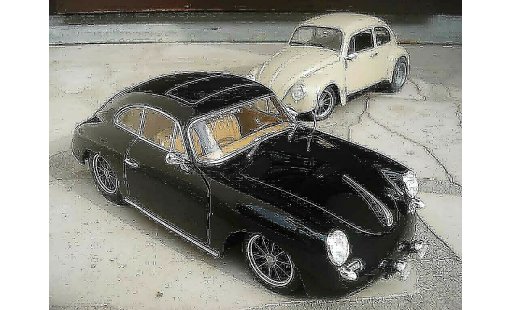 Porsche 356 1961 1/18 Ricko B noire old-school jantes brm miniature