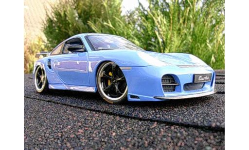 Porsche 911 Turbo 1/18 Hotworks techart bleue miniature