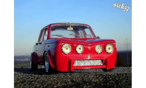 Renault 8 Gordini 1/18 Solido rouge ailes larges miniature