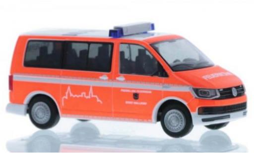 Volkswagen T6 1/87 Rietze Feuerwehr Walldorf court- empattement miniature