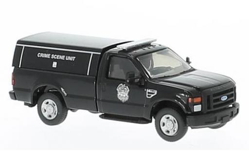 Miniature Ford F-350 1/87 River Point XL SRW noire Crime Scene Unit Regular Cab avec fourgon montage sans Vitrine Ford F-350 1/87 River Point XL SRW noire Crime Scene Unit Regular Cab avec fourgon montage sans Vitrine miniature